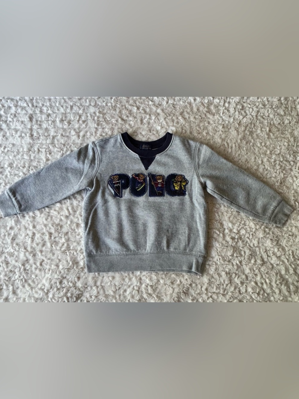 Polo by Ralph Lauren Grey Kids Bear Appliqué Sweatshirt